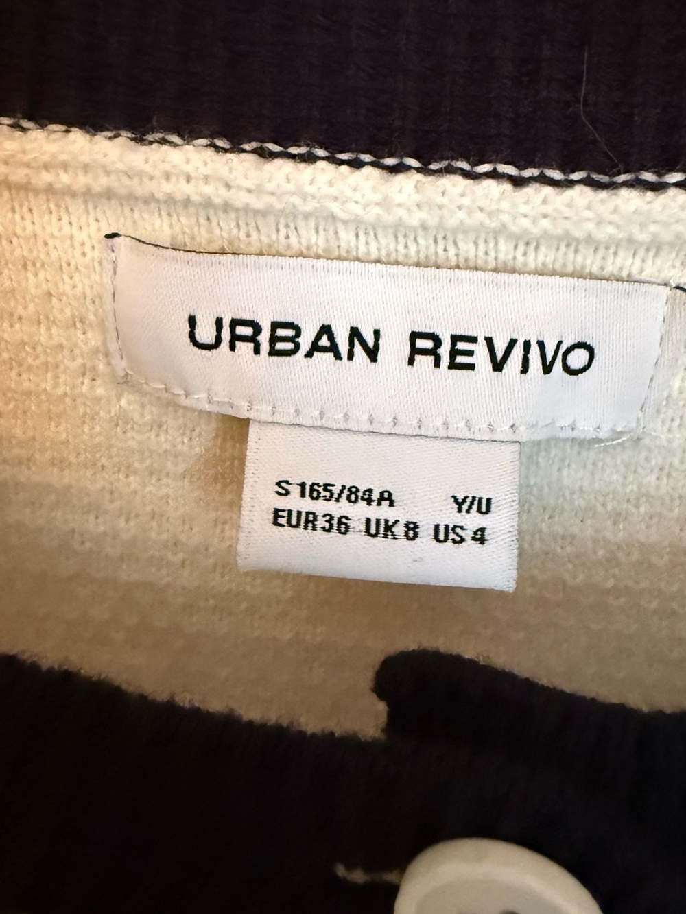 Urban Revivo White Striped Cropped Cardigan Sweater Cotton Blend US 4 - Picture 5 of 6